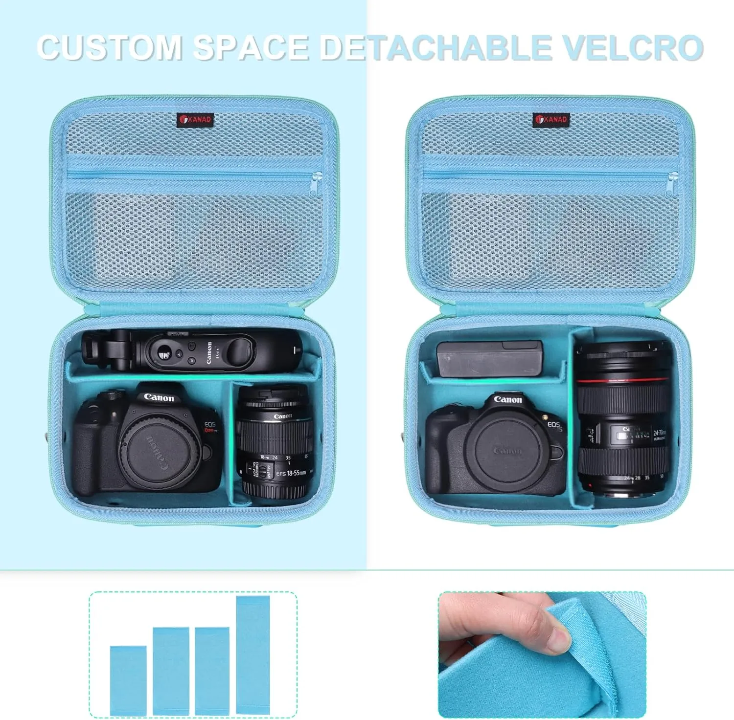 XANAD Camera Case Compatible with Canon EOS Rebel T7 / R100 / R50 / R6 Mark II / R8 / T100, Sony, Nikon DSLR Camera, Lens, Tripod, with 4 Pieces of Dividers and Shoulder Strap(Green)