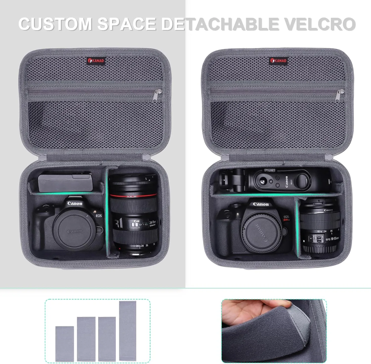 XANAD Camera Case Compatible with Sony Alpha 7 II III IV / 7R V Full Frame/ a6400 / a6100 / a6700,Canon, Nikon DSLR Camera, with 4 Pieces of Dividers and Shoulder Strap, Grey