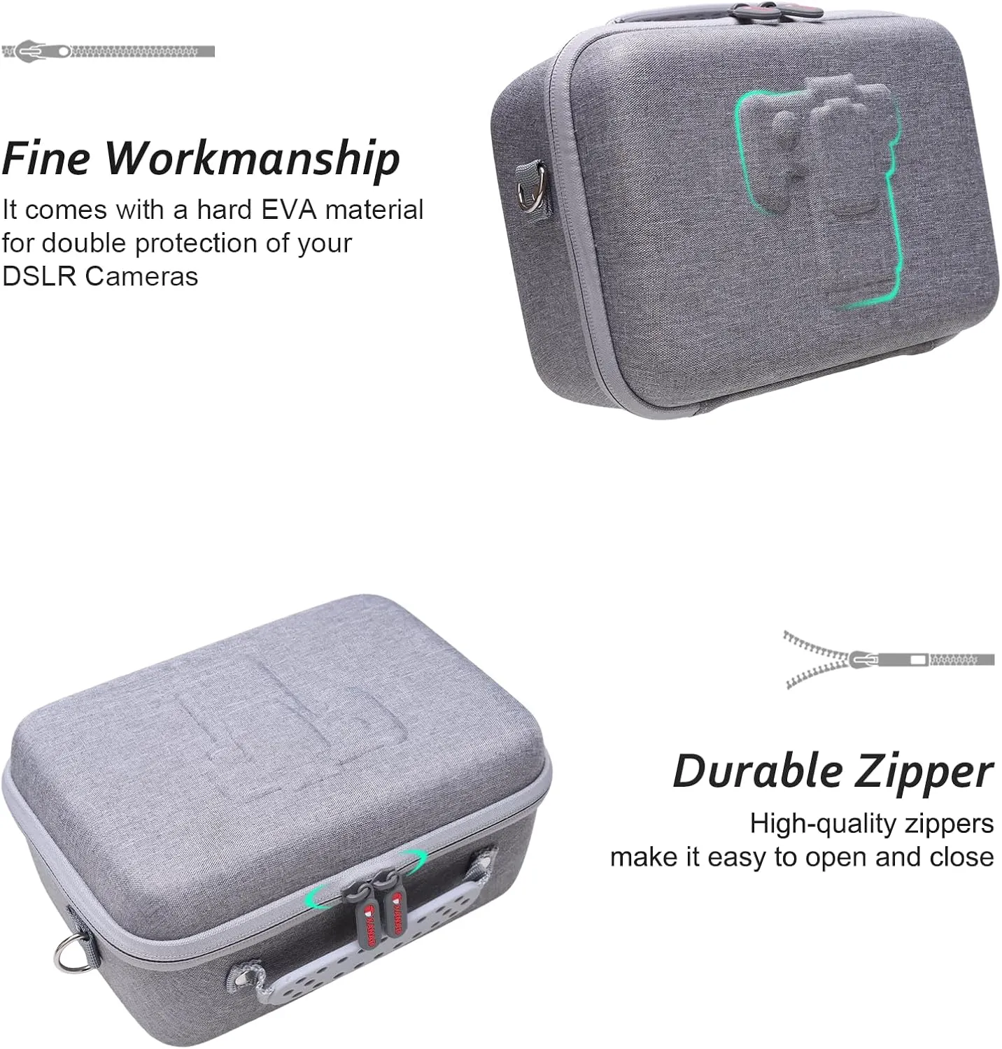 XANAD Camera Case Compatible with Sony Alpha 7 II III IV / 7R V Full Frame/ a6400 / a6100 / a6700,Canon, Nikon DSLR Camera, with 4 Pieces of Dividers and Shoulder Strap, Grey