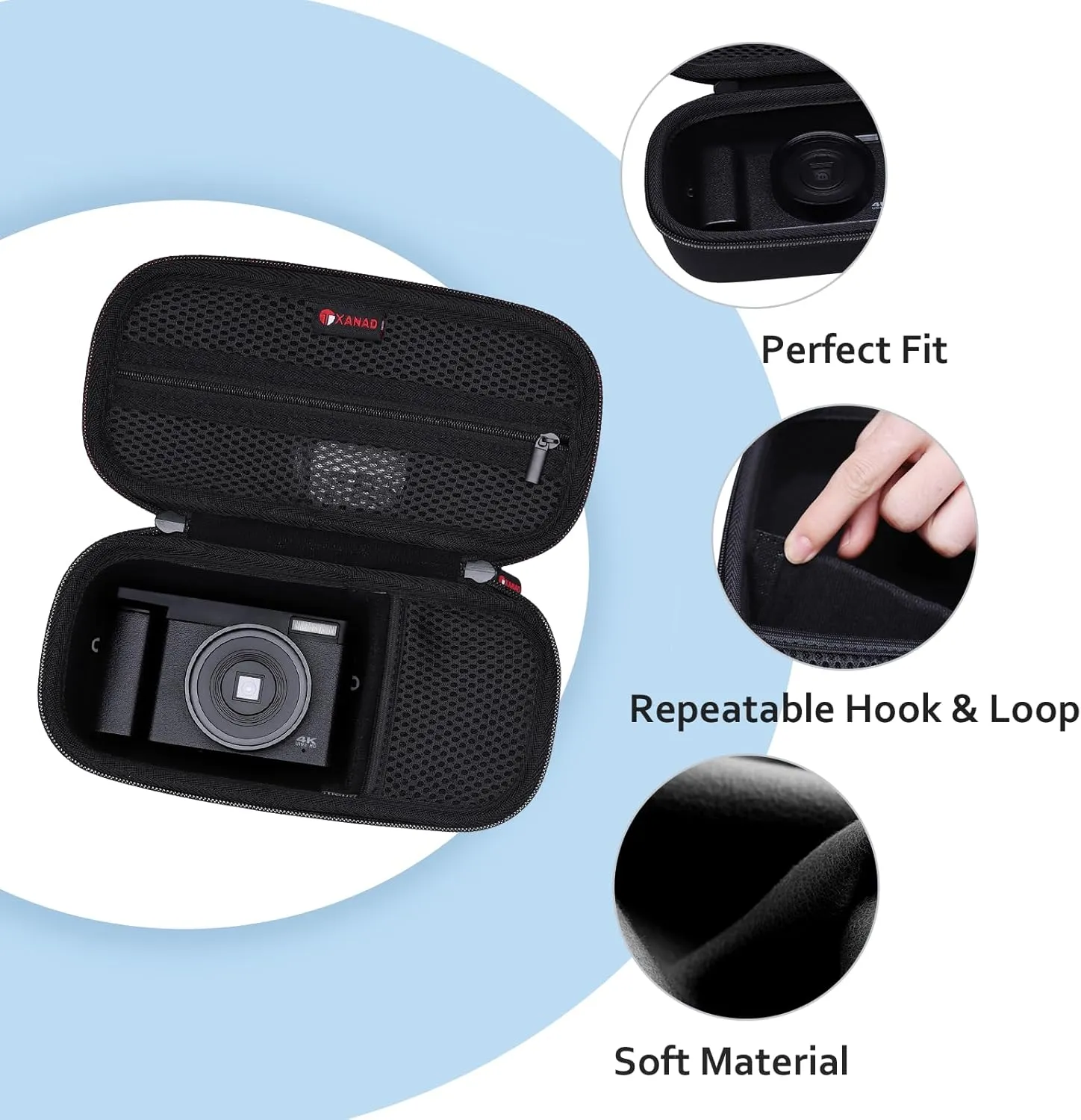 XANAD Digital Camera Case for Sony Alpha 6400,6000,6100,6700,6600/ RX100 VII or Sony Alpha ZV-1,ZV-1F,ZV-E10,ZV-E10 II 4K Vlogging Camera, with Shoulder Strap (Black)-Internal:8.3"x3.9"x2.2"