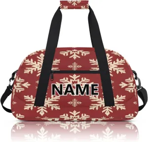 Xmas Christmas Mini Gym Bag 18 inch for Women Men Waterproof Custom Winter Snowflake Travel Duffel Bag Carry On Overnight Tote Nurse Bag for Work Fitness Hiking