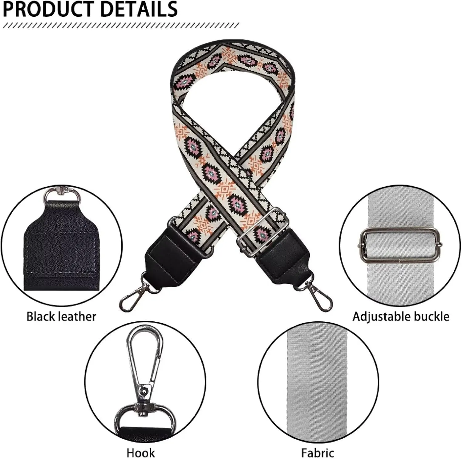 Xoenoiee Print Purse Strap Replacement Crossbody for Women Men Adjustable Wide Strap for Purses Shoulder Canvas Bag