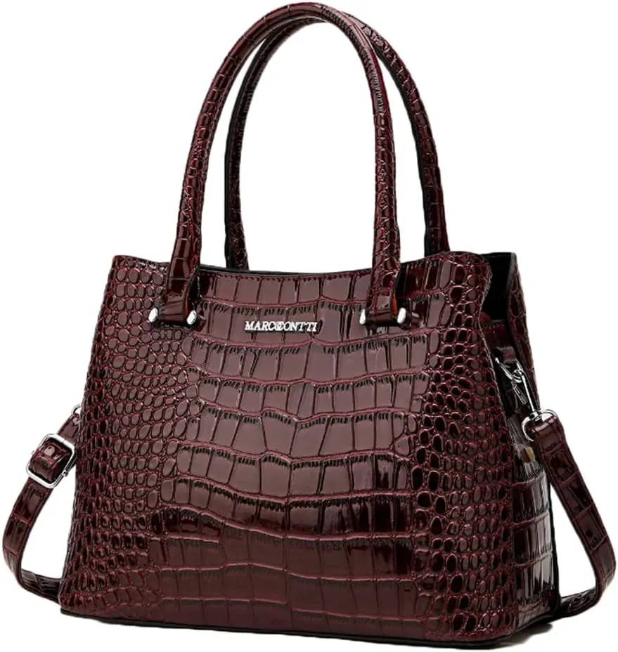 XXGJOALD-Women Crocodile Pattern Handbag and Purse Top Handle Shoulder Bag PU Leather Tote Satchel Green