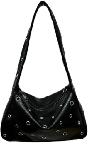 Y2k 90s Crescent Hobo Bags Women Trendy Studded PU Leather Underarm Shoulder Crossbody Purse Punk Crescent Tote Handbag