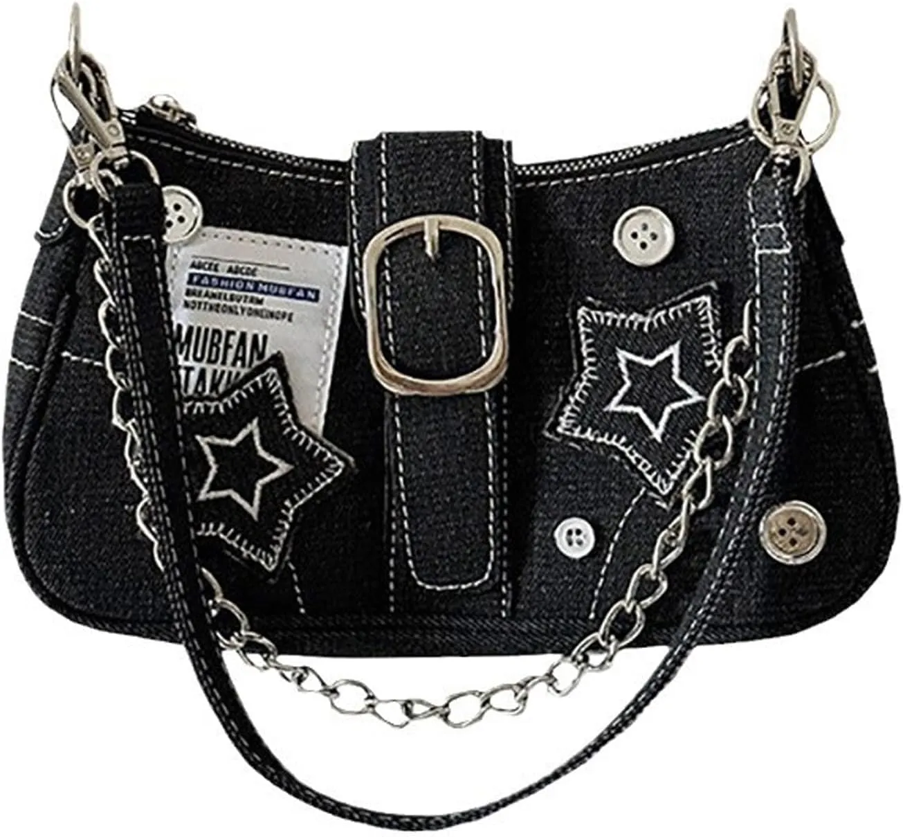 Y2k Bag Grunge Black and Pink Hand Bag Star Pattern Y2k Accessories Women Vintage Bag