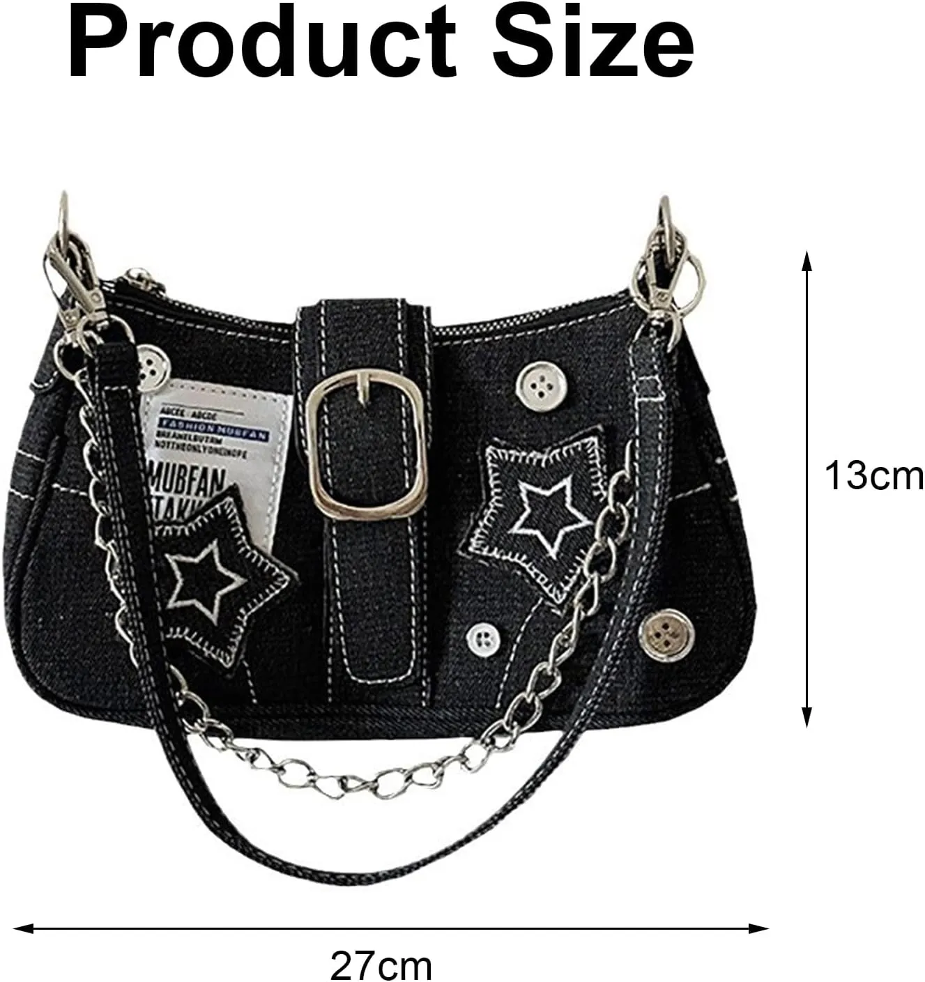 Y2k Bag Grunge Black and Pink Hand Bag Star Pattern Y2k Accessories Women Vintage Bag