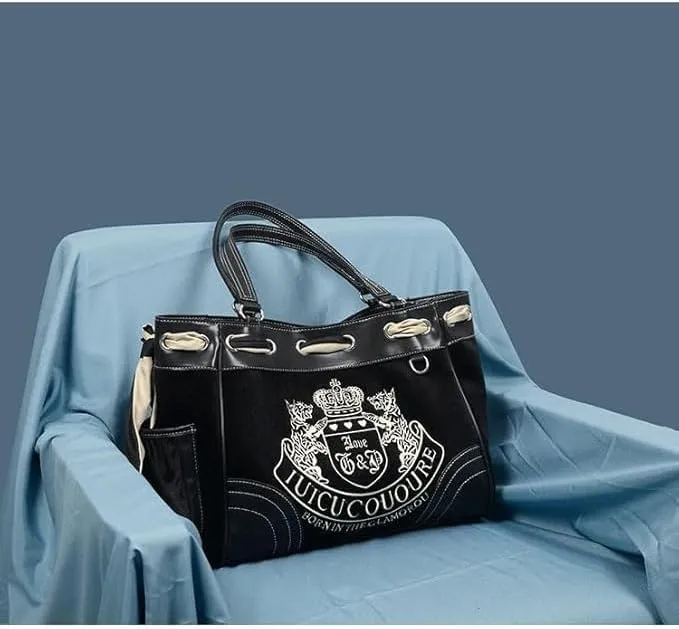 Y2K Bag Vintage Retro Chic Embroidery Velvet Shoulder Bag Large Capacity E-girls Tote Bags Shopping Handbags
