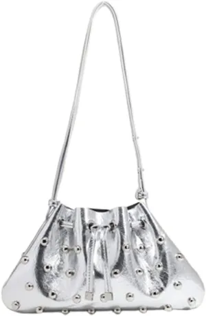 Y2k Crescent Hobo Bags Women 90s Studded PU Leather Punk Underarm Shoulder Crossbody Purse Trendy Crescent Tote Handbag