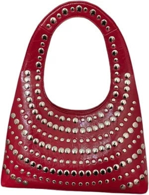 Y2k Crescent Hobo Bags Women 90s Trendy Studded Shoulder Satchels Crossbody Purse PU Leather Punk Underarm Tote Handbag