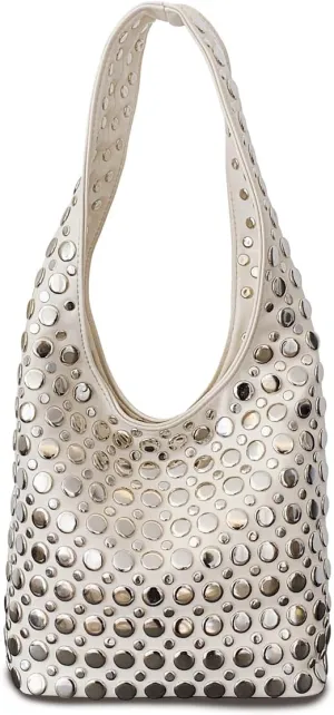 Y2K Hobo Shoulder Bag Punk Studded Top Handle Bag for Women Tote Handbag Fall Trend Purse