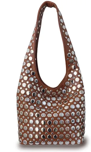 Y2K Hobo Shoulder Bag Punk Studded Top Handle Bag for Women Tote Handbag Fall Trend Purse