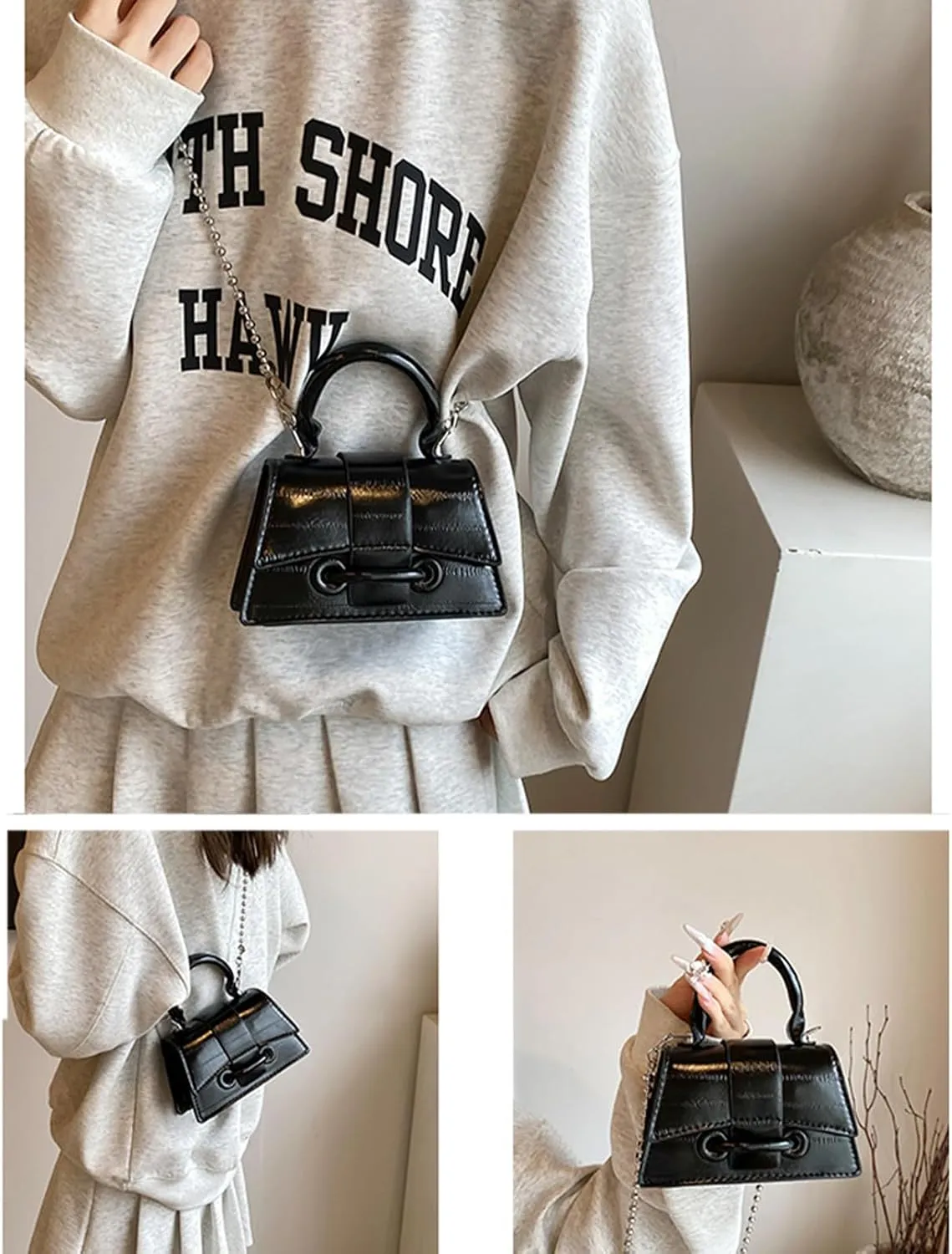 Y2K Top Handle Bag for Women, Stylish Mini Purses Crossbody Shoulder Bags, Clutch for Cocktail Party Prom