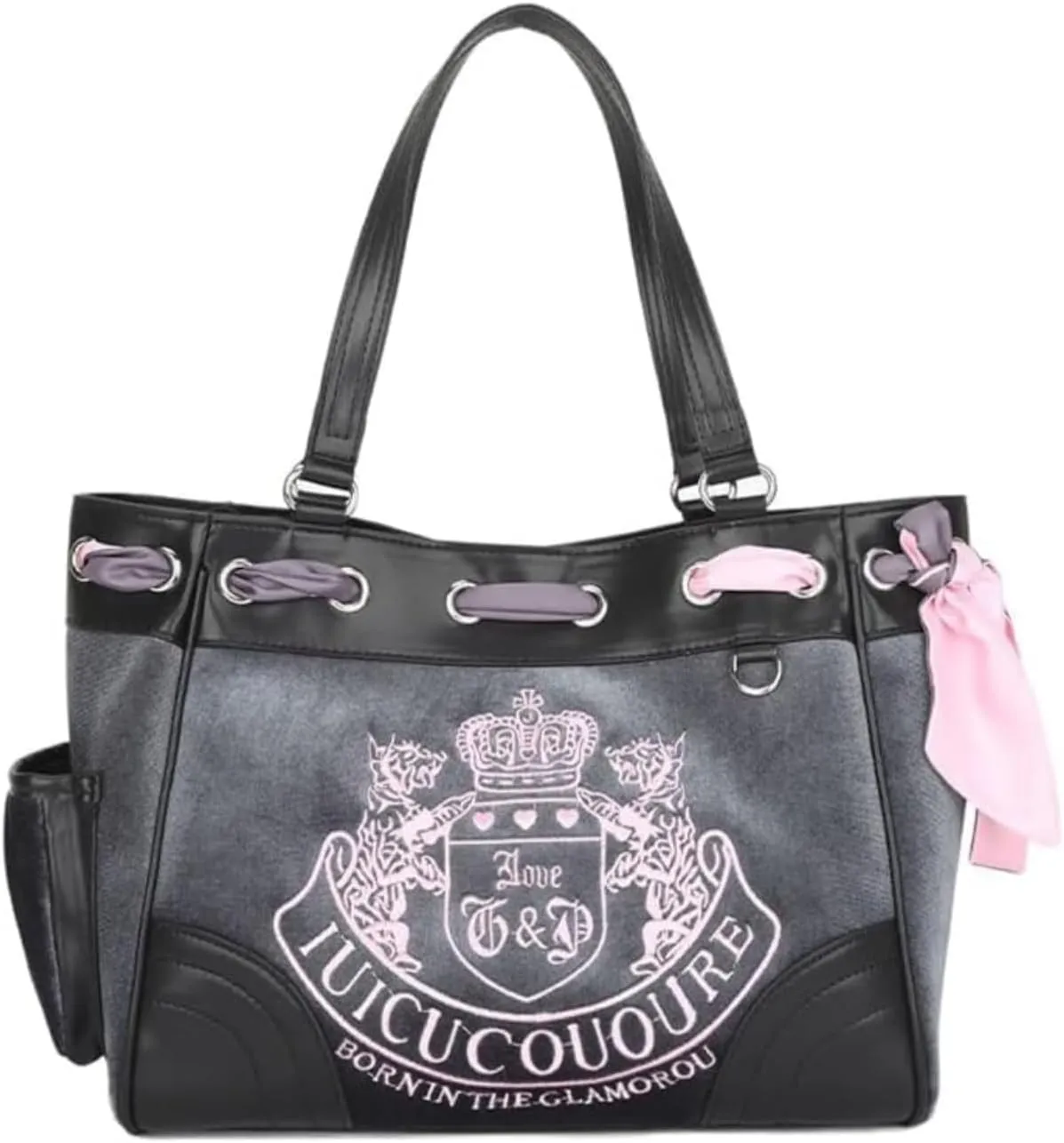 Y2K Women Vintage Retro Chic Embroidery Velvet Shoulder Bag Large Capacity E-girls Tote Bags Shopping Handbags