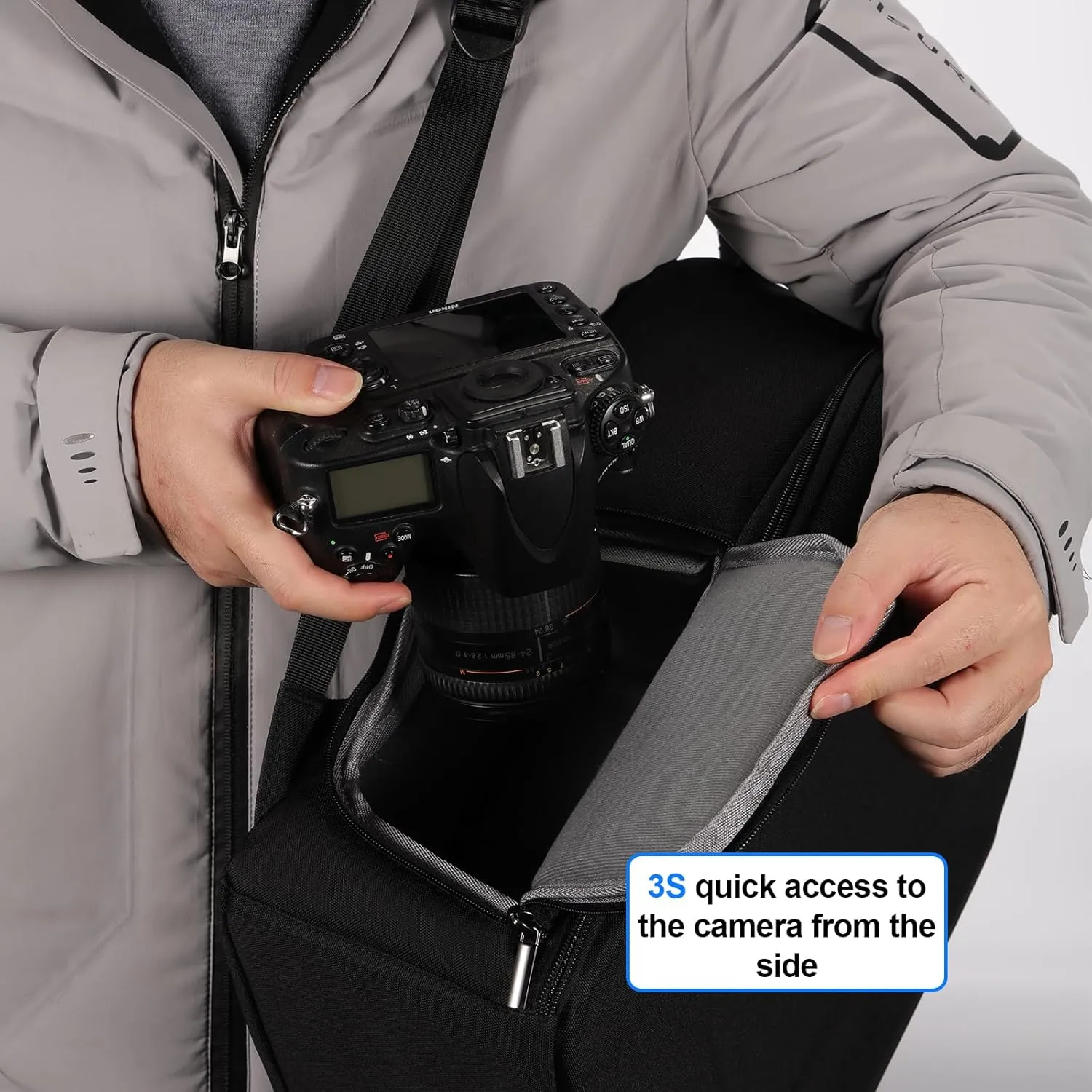 YaKuss Hardshell Camera Backpack Case, Shockproof Photography Bag With 15.6" Laptop Compartment, Tripod Strap,Quick Side Access,for Canon Nikon Sony Mirrorless SLR DSLR&Lenses,Polyester Fabric,L,Black
