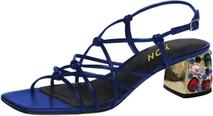 YDN Women Strappy Knot Square Toe Sandals Rhinestone Studded Chunky Low Heel Slingbacks Fashion Show Evening Club Shoes Size 4-15 US