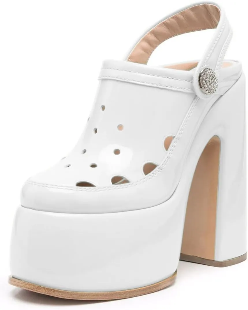 YDN Women Summer Closed Toe Platform Clogs Chunky High Heel Studded Sandals Slingback Strap Mules Fashion Party Prom Dressy Shoes Size 4-15 US