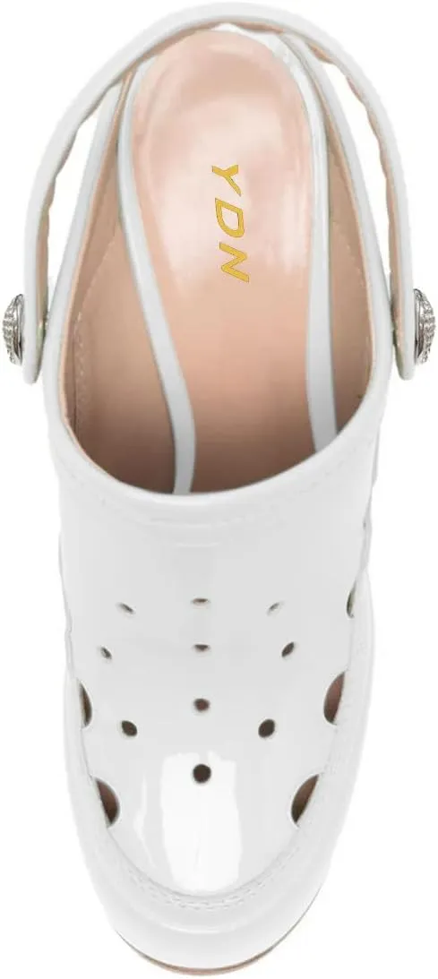 YDN Women Summer Closed Toe Platform Clogs Chunky High Heel Studded Sandals Slingback Strap Mules Fashion Party Prom Dressy Shoes Size 4-15 US