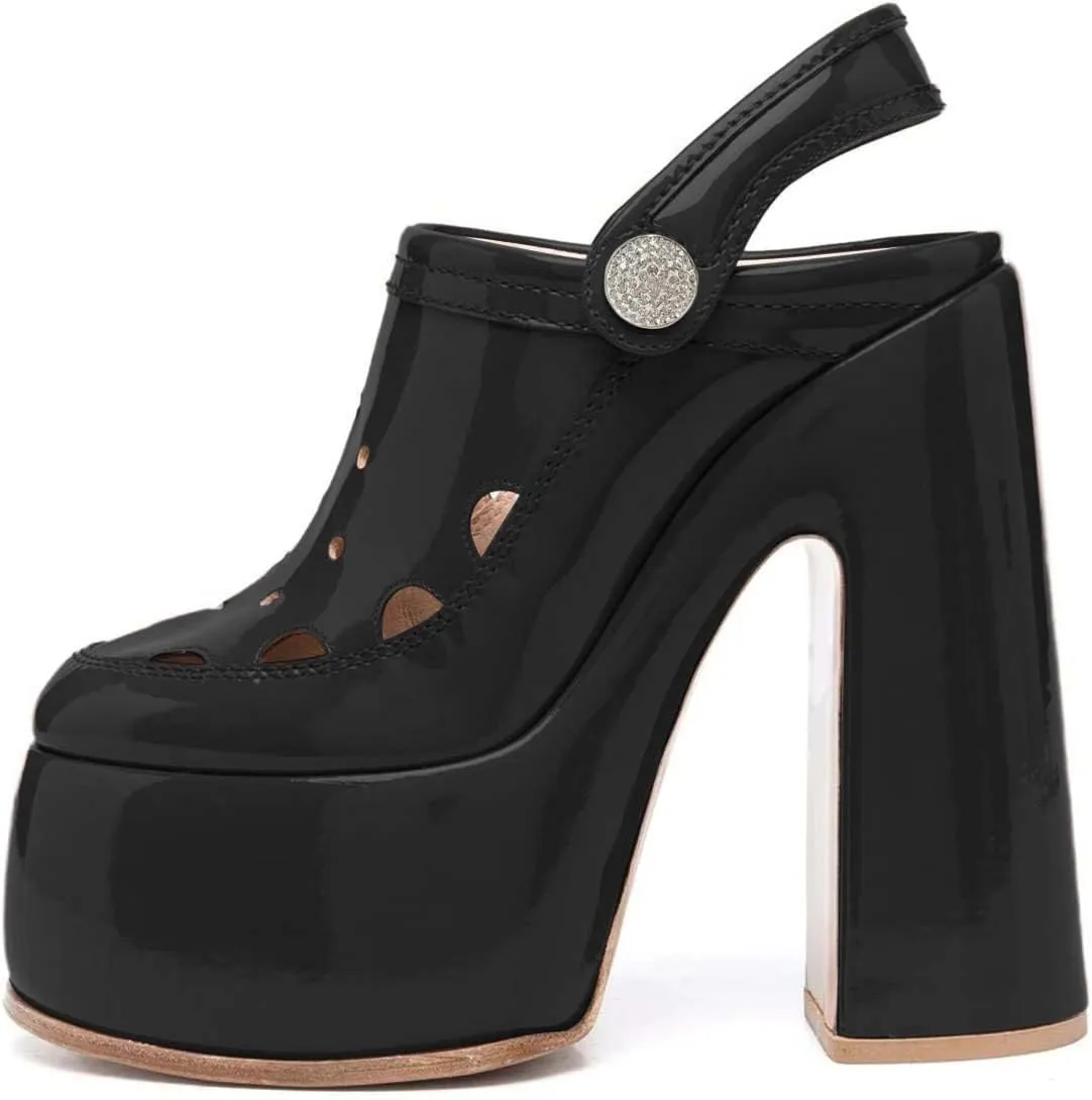 YDN Women Summer Closed Toe Platform Clogs Chunky High Heel Studded Sandals Slingback Strap Mules Fashion Party Prom Dressy Shoes Size 4-15 US