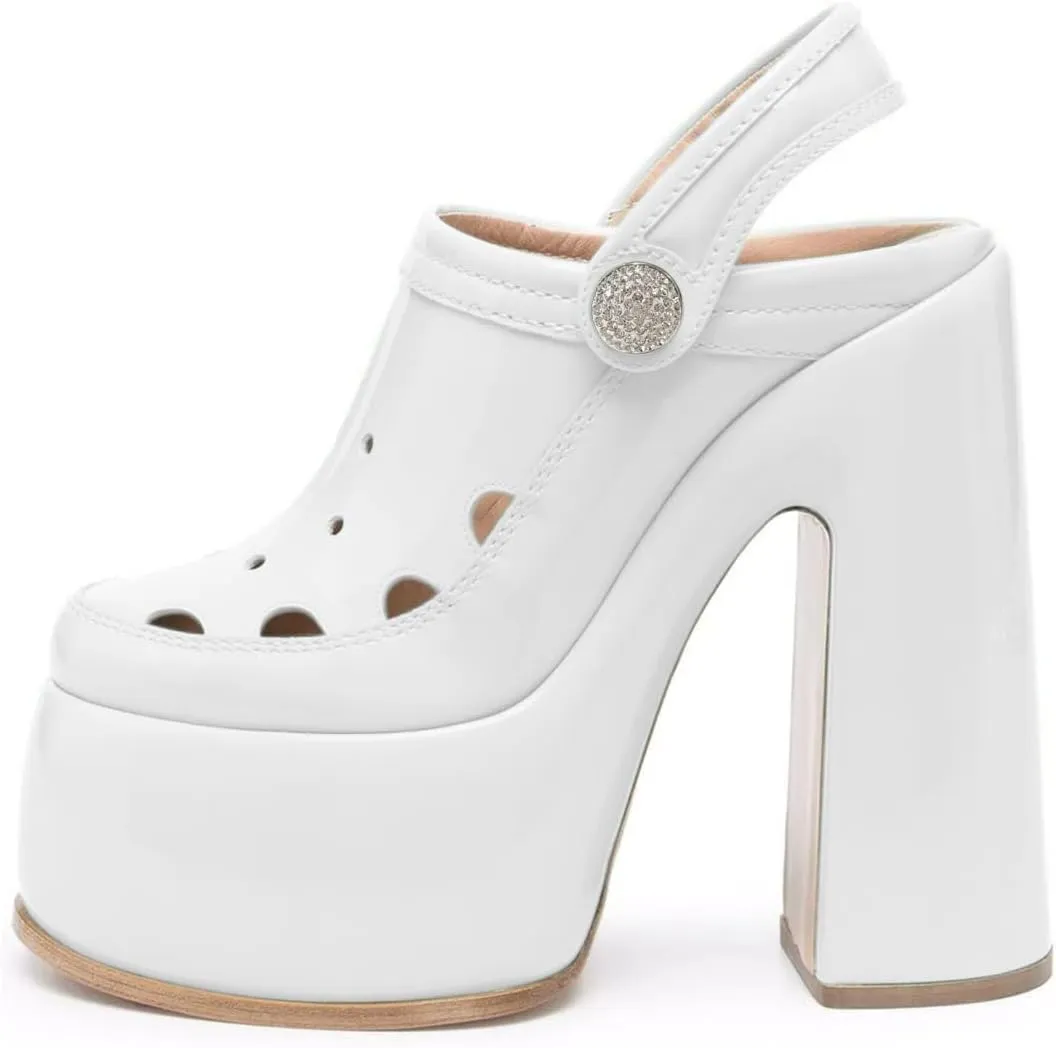 YDN Women Summer Closed Toe Platform Clogs Chunky High Heel Studded Sandals Slingback Strap Mules Fashion Party Prom Dressy Shoes Size 4-15 US