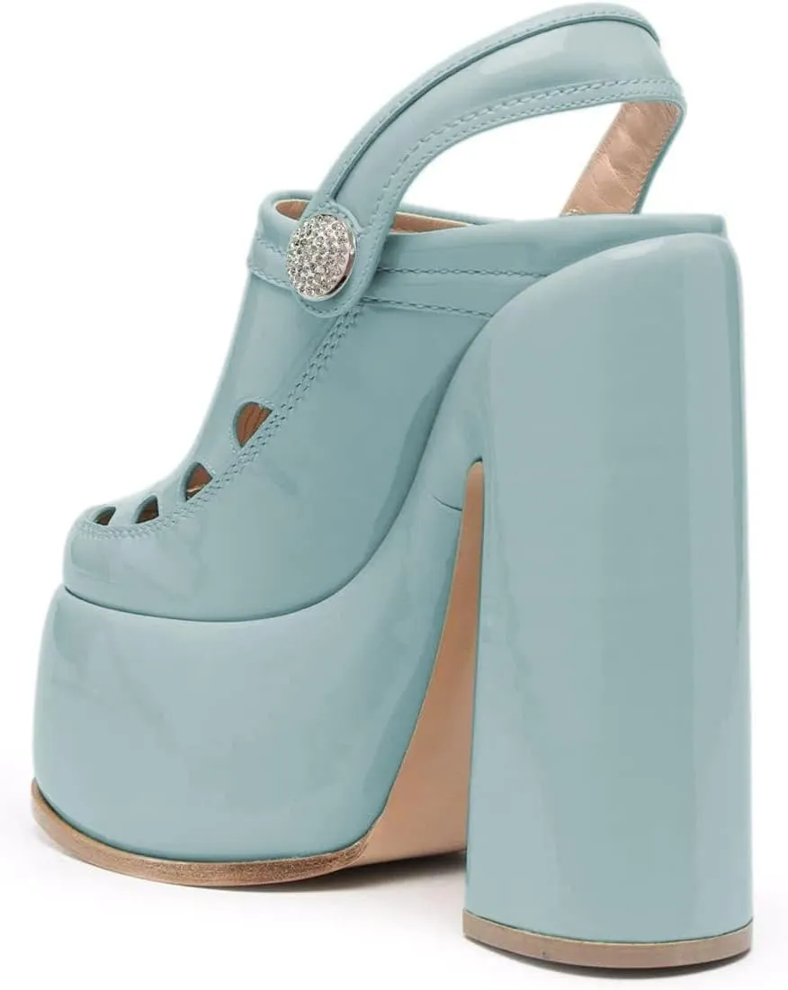 YDN Women Summer Closed Toe Platform Clogs Chunky High Heel Studded Sandals Slingback Strap Mules Fashion Party Prom Dressy Shoes Size 4-15 US