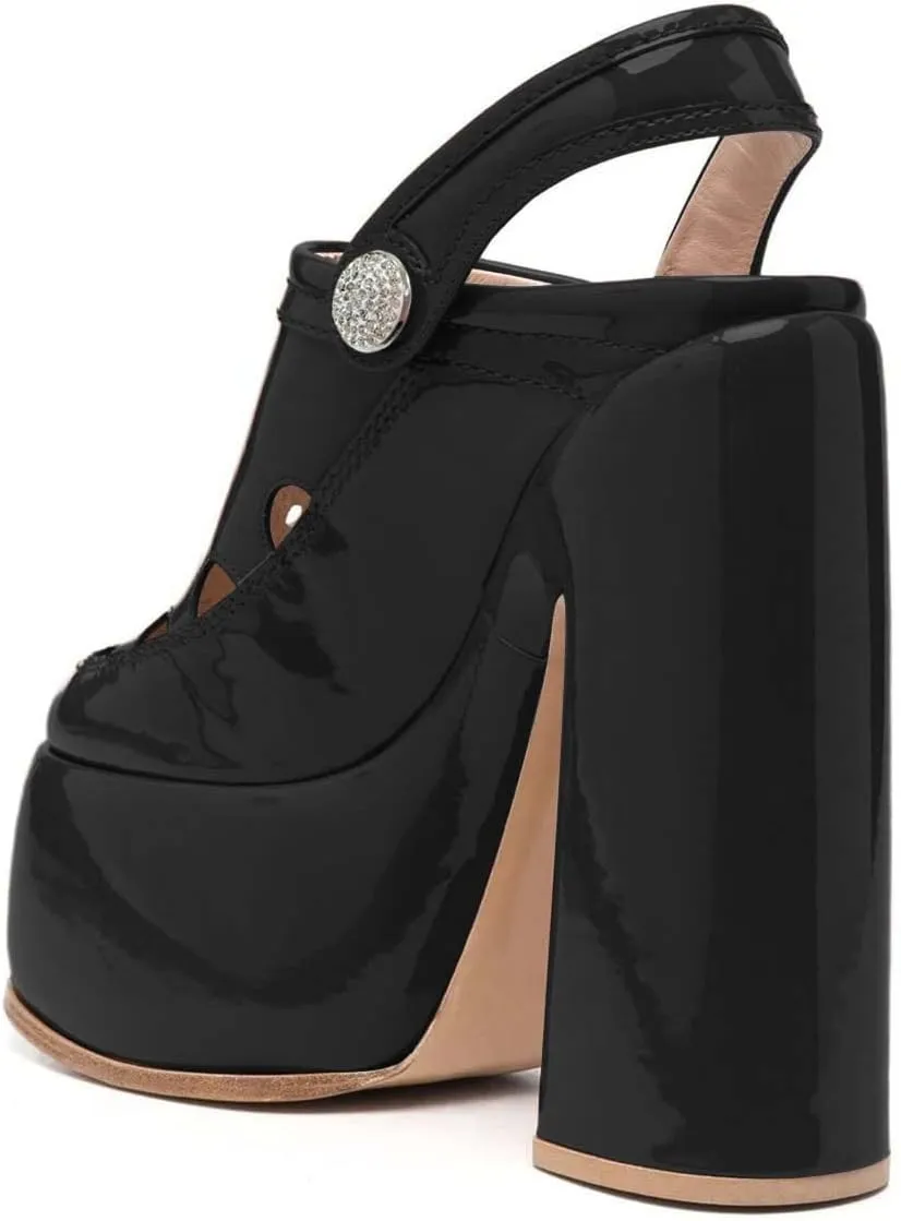 YDN Women Summer Closed Toe Platform Clogs Chunky High Heel Studded Sandals Slingback Strap Mules Fashion Party Prom Dressy Shoes Size 4-15 US