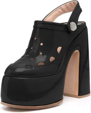 YDN Women Summer Closed Toe Platform Clogs Chunky High Heel Studded Sandals Slingback Strap Mules Fashion Party Prom Dressy Shoes Size 4-15 US