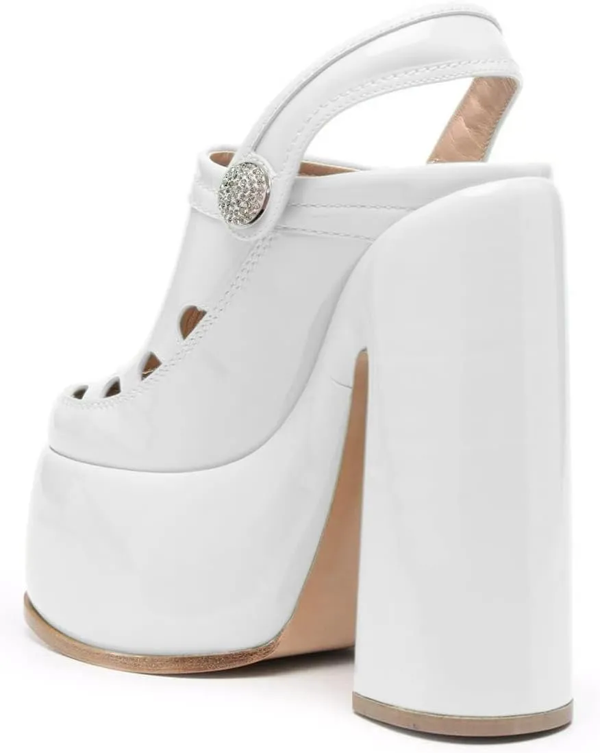 YDN Women Summer Closed Toe Platform Clogs Chunky High Heel Studded Sandals Slingback Strap Mules Fashion Party Prom Dressy Shoes Size 4-15 US
