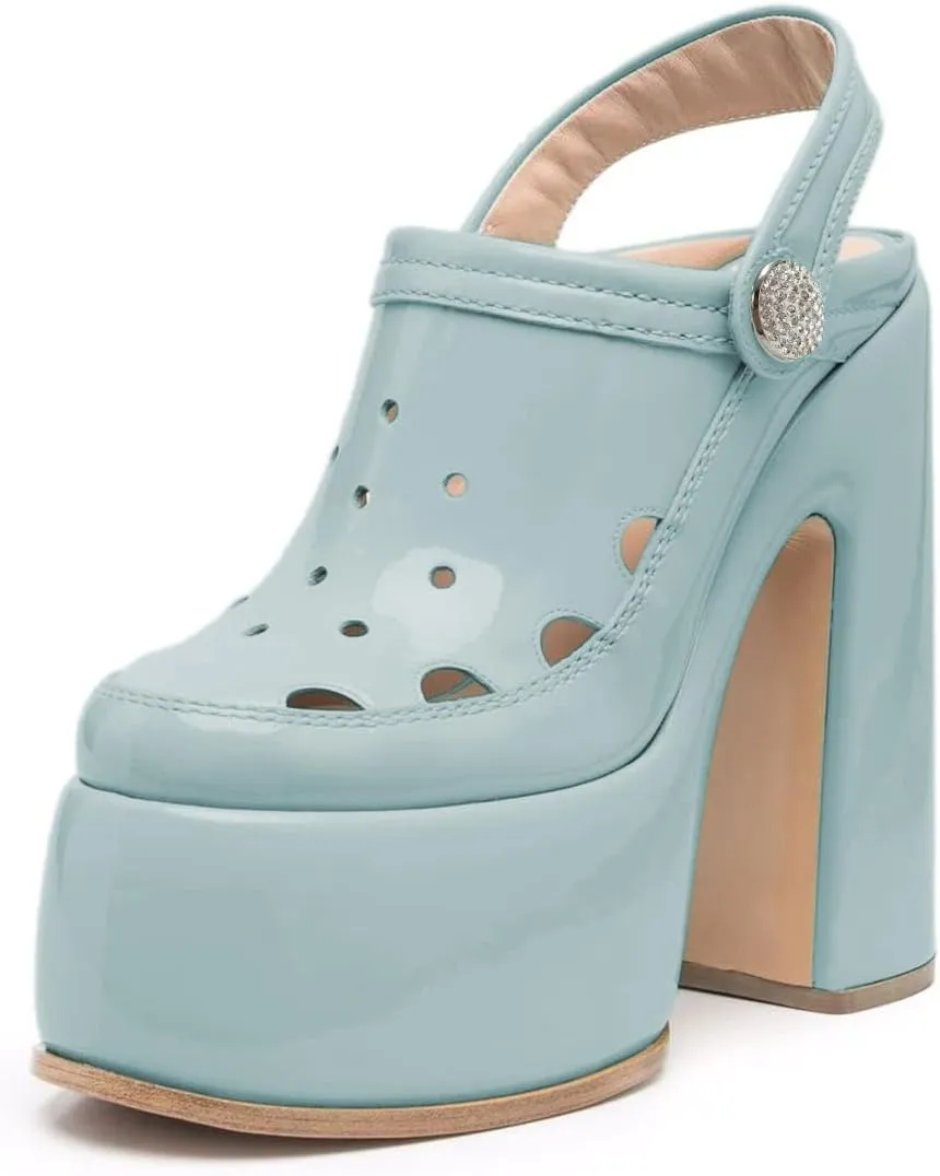 YDN Women Summer Closed Toe Platform Clogs Chunky High Heel Studded Sandals Slingback Strap Mules Fashion Party Prom Dressy Shoes Size 4-15 US