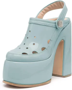 YDN Women Summer Closed Toe Platform Clogs Chunky High Heel Studded Sandals Slingback Strap Mules Fashion Party Prom Dressy Shoes Size 4-15 US
