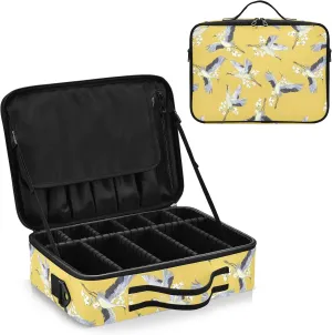 Yellow Crane Travel Makeup Bag, Makeup Bags for Women, Travel Makeup Train Case, Professional Cosmetic Case Organizer Portable Artist Storage Bag for Cosmetics Makeup