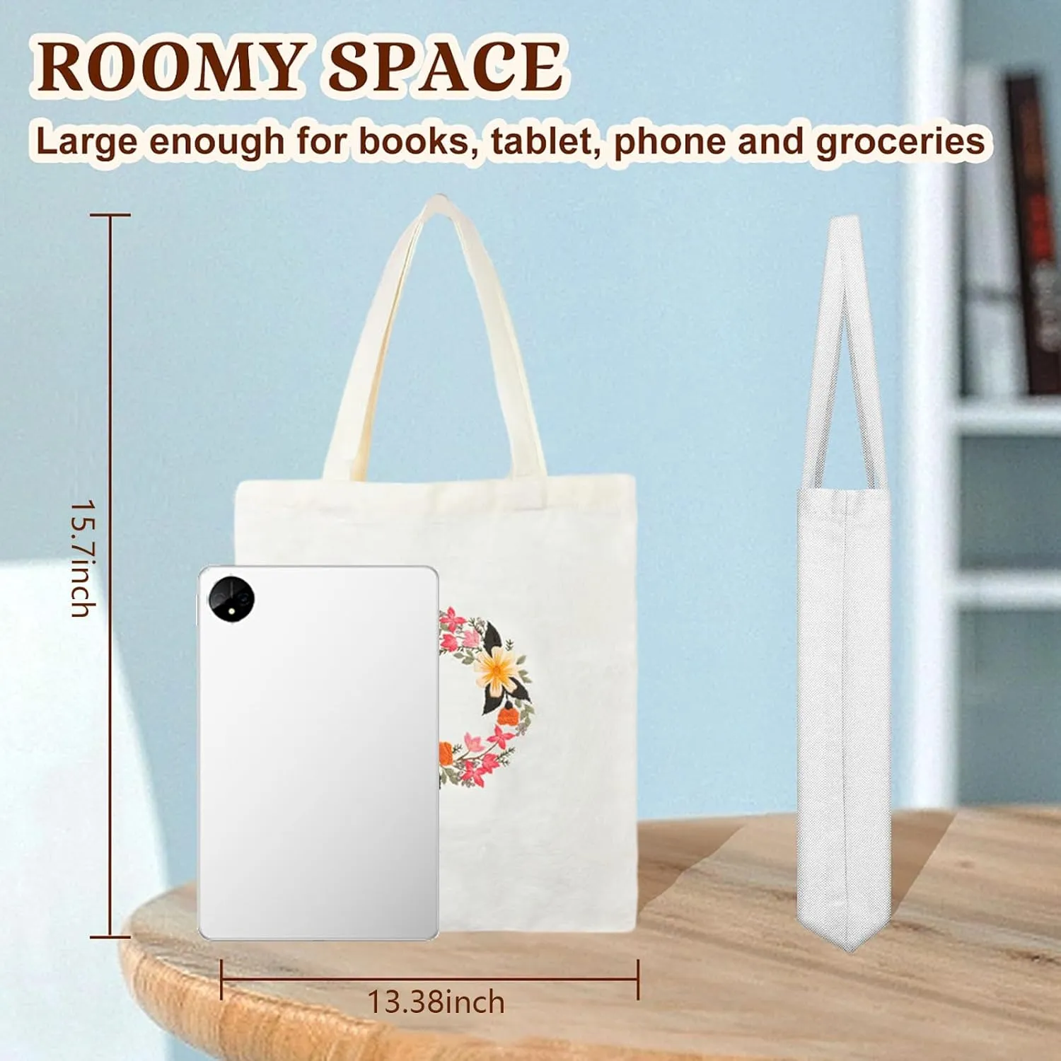 Yououii Canvas Handbag Embroidery Kit, DIY Craft Tote Bag Beginner Embroidery Kit Include Embroidery Hoops Color Threads Needle, Stamped Embroidery Kit for Creative Gift (#A)
