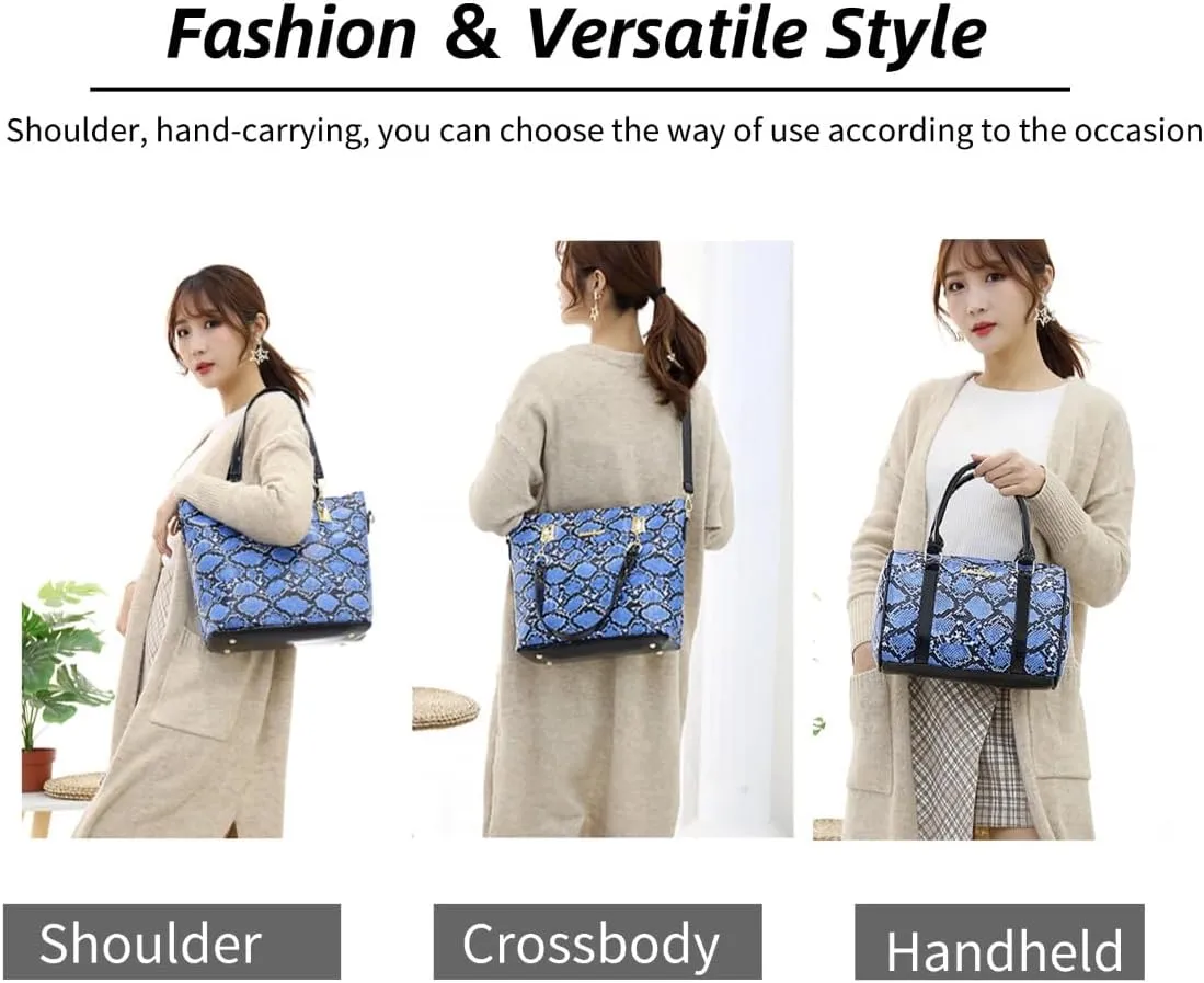 YUNZLAN 2025 Snakeskin Pattern Summer Handbags and Purses for Women Crossbody Bags Spring Handbags Set of 6