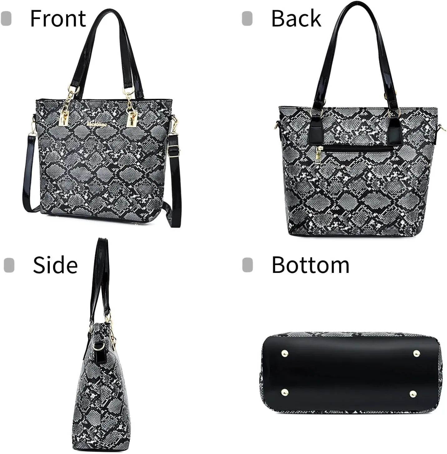 YUNZLAN 2025 Snakeskin Pattern Summer Handbags and Purses for Women Crossbody Bags Spring Handbags Set of 6