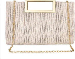 YYW Women Straw Bag Top Handle Clutch Evening Bag Crossbody Purse Woven Beach Shoulder Handbag
