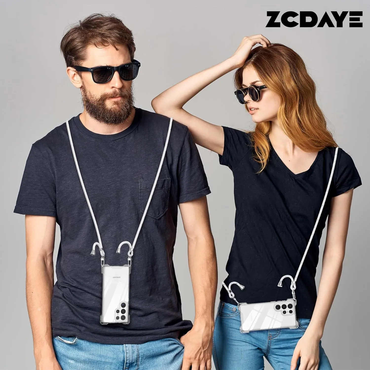 ZCDAYE Crossbody Case Compatible with Samsung Galaxy S23 Ultra(6.8 inch), Clear TPU Shockproof Cover with Anti-Lost Detachable Shoulder Strap Adjustable Neckstrap for Women Men, Transparent