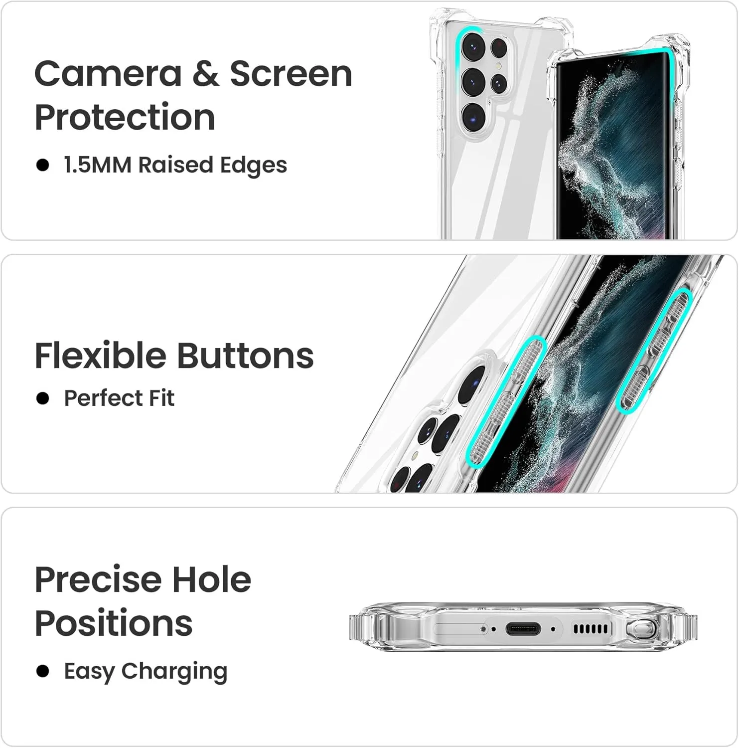 ZCDAYE Crossbody Case Compatible with Samsung Galaxy S23 Ultra(6.8 inch), Clear TPU Shockproof Cover with Anti-Lost Detachable Shoulder Strap Adjustable Neckstrap for Women Men, Transparent