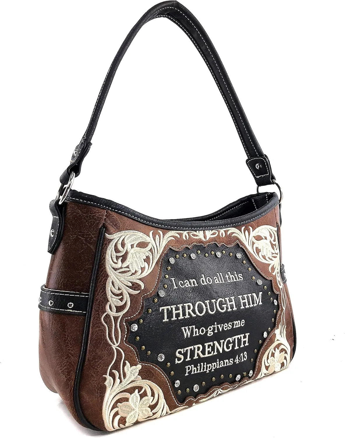 Zelris Bible Verse Philippians 4:13 Women Conceal Carry Hobo Purse Wallet Set