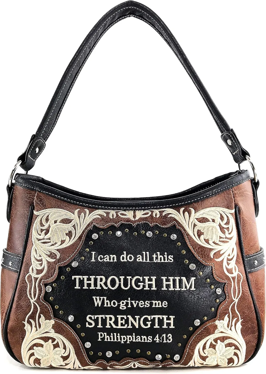 Zelris Bible Verse Philippians 4:13 Women Conceal Carry Hobo Purse Wallet Set