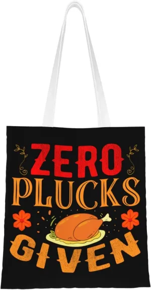 Zero Plucks Given Tote Bag for Women Canvas Shopping Bags Reusable Large Capacity Casual Shoulder Handbags Grocery Bags DIY Gift Bags