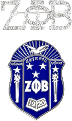 Zeta Phi Beta Sorority Paraphernalia - Official Vendor - Set of 2 Lapel Pins - Enamel and Rhinestone