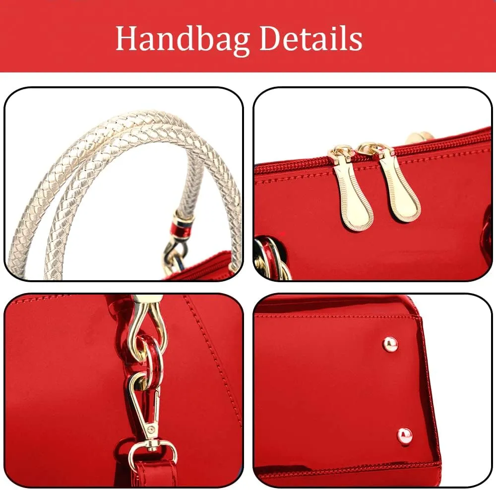 ZiMing Glossy Patent Leather Handbags for Women Top Handle Purse Satchel Bag Stylish Handbag Medium Tote Bags Shoulder Bag