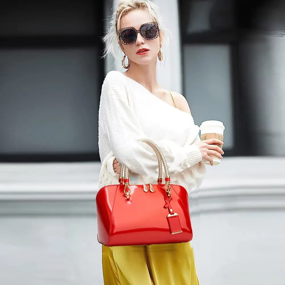 ZiMing Glossy Patent Leather Handbags for Women Top Handle Purse Satchel Bag Stylish Handbag Medium Tote Bags Shoulder Bag
