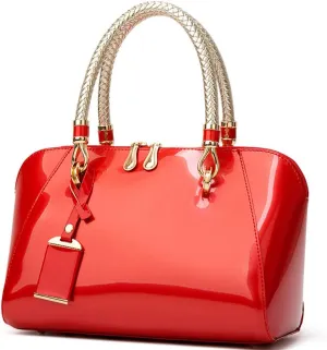 ZiMing Glossy Patent Leather Handbags for Women Top Handle Purse Satchel Bag Stylish Handbag Medium Tote Bags Shoulder Bag