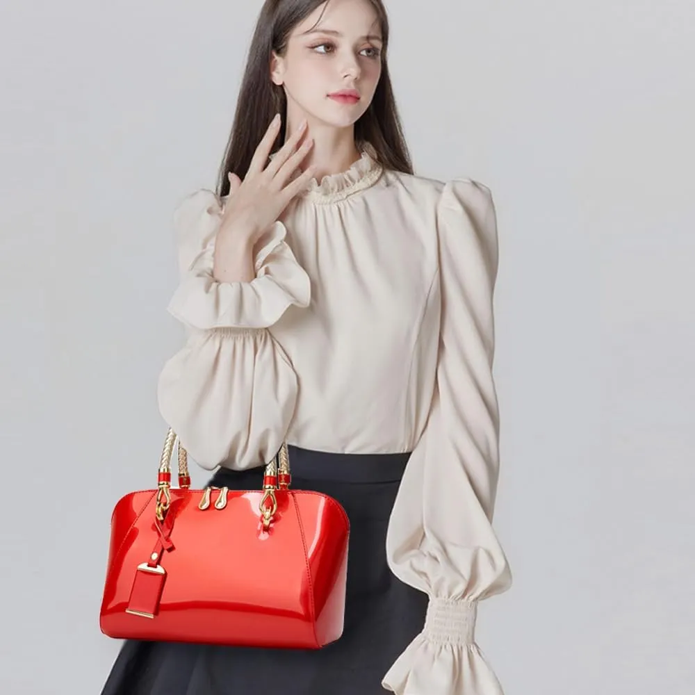 ZiMing Glossy Patent Leather Handbags for Women Top Handle Purse Satchel Bag Stylish Handbag Medium Tote Bags Shoulder Bag