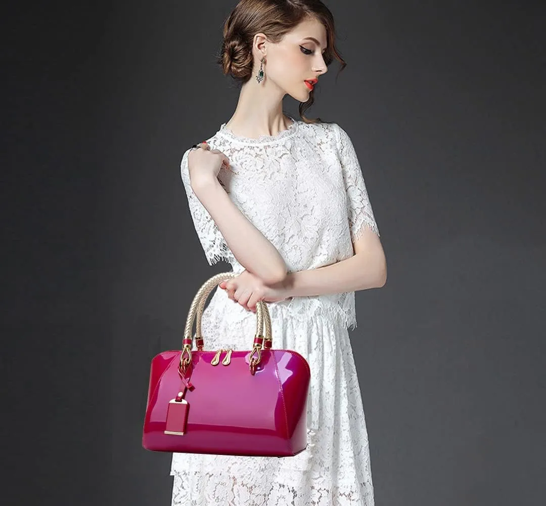 ZiMing Glossy Patent Leather Handbags for Women Top Handle Purse Satchel Bag Stylish Handbag Medium Tote Bags Shoulder Bag