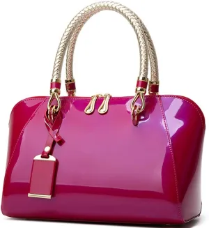 ZiMing Glossy Patent Leather Handbags for Women Top Handle Purse Satchel Bag Stylish Handbag Medium Tote Bags Shoulder Bag