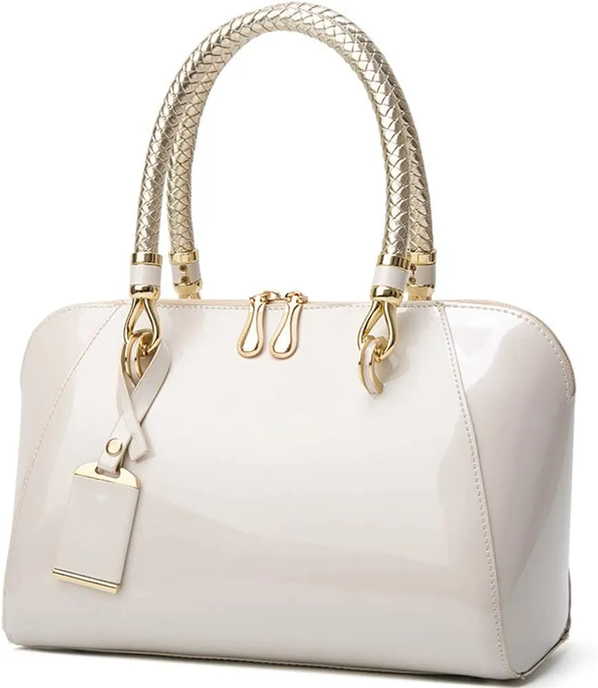 ZiMing Glossy Patent Leather Handbags for Women Top Handle Purse Satchel Bag Stylish Handbag Medium Tote Bags Shoulder Bag