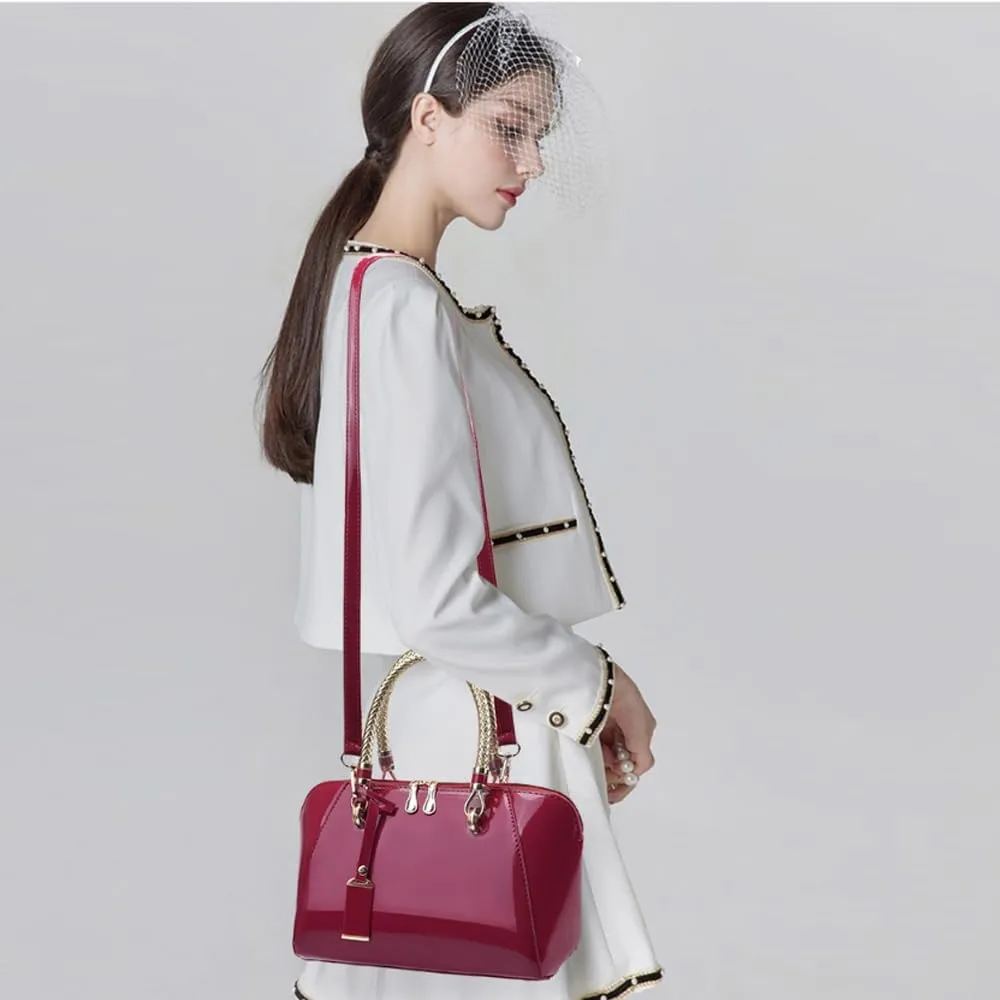 ZiMing Glossy Patent Leather Handbags for Women Top Handle Purse Satchel Bag Stylish Handbag Medium Tote Bags Shoulder Bag