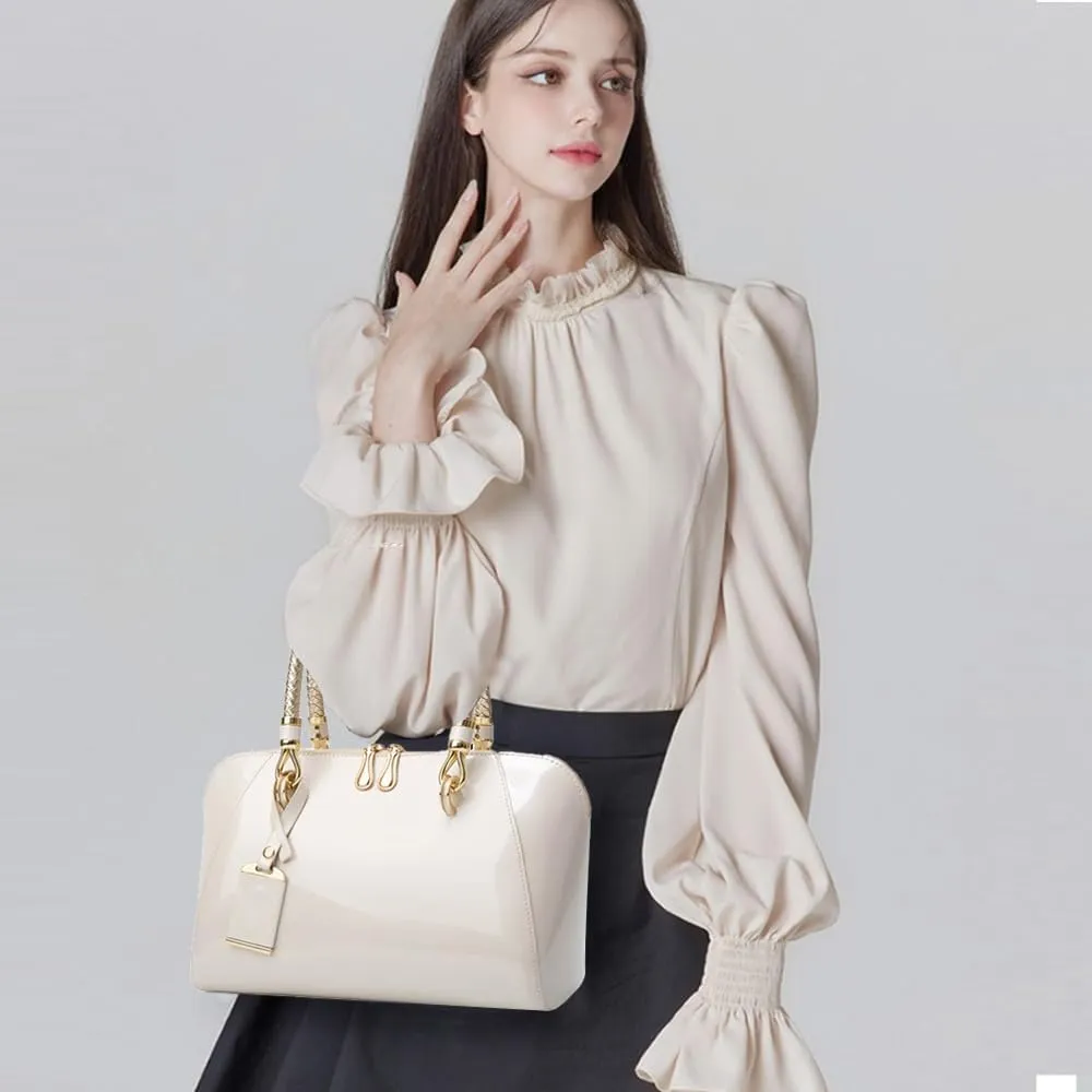 ZiMing Glossy Patent Leather Handbags for Women Top Handle Purse Satchel Bag Stylish Handbag Medium Tote Bags Shoulder Bag