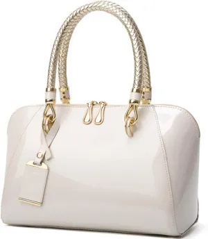 ZiMing Glossy Patent Leather Handbags for Women Top Handle Purse Satchel Bag Stylish Handbag Medium Tote Bags Shoulder Bag